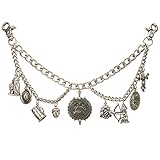 Alpenflüstern Trachten-Charivari Oktoberfest - Hochwertiger Herren-Trachtenschmuck mit Trophäen-Anhängern für die Lederhose, (antik-silber-farben) HCH024