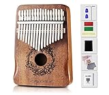 Kalimba Daumenklavier mit 17 Tasten, Mahagoni, tragbar, Mbira Sanza, Musikliebhaber, Geschenk für Kinder, Anfänger, mit Stimmhammer, Klaviertasche, Lernanleitung (natürlich)