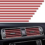 VICDUEKG 10 Stück Auto Lüftungsschlitz Dekoration, 20cm Auto Styling Zierleisten DIY Lüftungsgitter Innenausstattung Streifen, Auto Zubehör Innenraum für die Meisten Lüftungsschlitze (Rot)