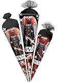 alles-meine.de GmbH Schultüte - mit Glitzer Folie - Star War - 35-85 cm - Größe wählbar - Holzspitze wählbar - inkl. Name - Zuckertüte - Tüll - oder Filzabschluß - eckig/rund..