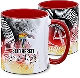 Tassenkasper - DDR Tasse: mit Pioniergruß: Seid bereit - Immer bereit! - Emblem Jungpioniere - DDR Flagge - Hammer Zirkel Ährenkranz - Ostalgie