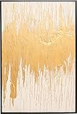 Kare Design Gerahmtes Bild Abstract Gold/Weiß, Leinwandbild, Acrylfarbe, Massivholz Rahmen, Wanddekoration, Wohnzimmer, Schlafzimmer, handgemalt, Abstrakt, Modern, Wohnzimmer, Schlafzimmer, 80x120cm