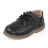 MASOCIO Jungen Mädchen Schnürschuhe Kleinkind kleine Kinder Schulschuhe Flache Kleid Schuhe (Kleinkind/kleines Kind), Schwarz, 27 EU
