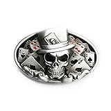 eeddoo® Gürtelschnalle - Glücksspiel Totenkopf - Poker Buckle (Buckle für Wechselgürtel für Damen und Herren | Belt Frauen Männer Oldschool Rockabilly Metall Gothic Wave Rock Biker Western Trucker)