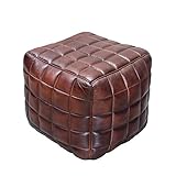invicta INTERIOR Design Echtleder Hocker Rider braun Sitzhocker Fußhocker Sitzwürfel Leder Lederhocker Wohnzimmer Beistelltisch Tisch
