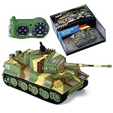 Ferngesteuerter Mini RC Panzer German Tiger I - Modellbau R/C Battletank mit Schussfunktion, Sound & Licht - 1:72 Maßstab (2er Battle Set)