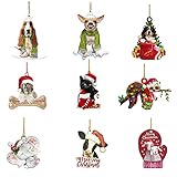 FEIZAO Anhänger Weihnachten Basteln Holz Weihnachtsdeko Hund Weihnachtsschmuck DIY Weihnachtsanhänger Hängende Charms Anhängerweihnachtsdeko Holzverzierungen Christbaumanhänger Geschenkanhänger