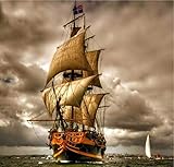 DIY Ölgemälde Malen nach Zahlen Ozean Schiff DIY Leinwand Ölgemälde Erwachsene Malen Anzahl Kits Hauptdekorationen 16 * 20 Zoll (Rahmenlose)