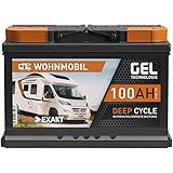 EXAKT GEL Batterie 12V 100Ah Wohnmobil Batterie Solarbatterie Versorgung Bootsbatterie Gelbatterie Gel Akku ersetzt 80Ah 90Ah