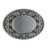 eeddoo® Gürtelschnalle Classic - silber verziert rund (Buckle für Wechselgürtel für Damen und Herren | Belt Frauen Männer Oldschool Rockabilly Metall Gothic Rock Biker Western Trucker Casino Skull)