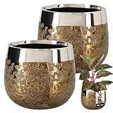 KOTARBAU® Keramik Blumentopf rund Spiegeleffekt ⌀ 12,5 cm Höhe 13 cm 2 St. Übertopf Blumentopf groß Glamour Blumen Töpfe Pflanzentopf Gross Indoor