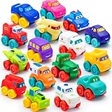 JOYIN Cartoon Fahrzeug, Soft Rubber Spielzeug Auto Set, Mini Spielzeug Fahrzeuge, Spielzeugauto für Kleinkinder, Geschenk für Jungen und Mädchen Weihnachten Geburtstag, Sommer, Party Favors