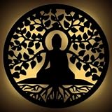 Namofactur Buddha Meditation Nachtlicht - DIY MDF Holz Deko Lampe für Schlafzimmer, Wohnzimmer, Büro - Batteriebetrieben, Mehrfarbig