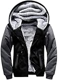 igeekwell Kapuzenjacke Herren Winter Kapuzen Sweatshirt Langarm Fitness Fleecejacke Hoodie-Cardigan Männer für Winter Slim Fit Dunkelgrau 3XL
