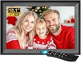 OBVHNUA Digitaler Bilderrahmen 10,1 Zoll Elektronischer Fotorahmen 1280x800 IPS ohne WLAN mit Fernbedienung Unterstützt USB oder SD-Karte (128 GB) Automatische Drehfunktion Foto-/Musik-/Video-Player