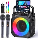 Wowstar Karaoke Maschine mit 2 Mikrofone, Tragbaren Bluetooth Lautsprecher Box für Erwachsene/Kinder mit Lichteffekte PA Komplettsets, Unterstützt TF/USB, FM, Rec, AUX in, TWS für Party