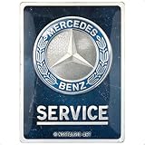 Nostalgic-Art Retro Blechschild, 30 x 40 cm, Mercedes-Benz – Service Emblem Blue – Geschenk-Idee für Mercedes-Benz Accessoires Fans, Original Lizenzprodukt (OLP), aus Metall, Vintage Design