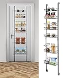 COSTWAY Hängeorganizer an der Tür/Wand, Hängeregal mit 6 verstellbarem Etagen, Hängeaufbewahrung für Haushalts-Utensilien, Duschregal Einhängekorb Stahl, Tür-Regal für Küche & Bad & Speisekammer