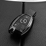 Auto Schlüssel Cover Hülle für Mercedes Benz Funk Fernbedienung ab 2005 / Farbe: Metallic Schwarz