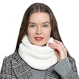 DonDon Warmer und weicher Damen Winter Schlauchschal Rundschal Strickmuster weiß 2