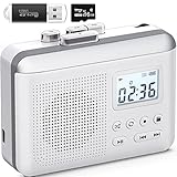Portable Cassette Player Gracioso tragbarer Kassettenrekorder-Konverter, Kassette zu MP3 über SD-Karte, Kassettenrekorder mit 1000-mAh-Akku, integriertes Mikrofon und Lautsprecher, Kopfhöreranschluss