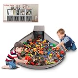 Spielzeug Tasche für Lego Spielmatte – Duplo Spielzeug Aufbewahrungsbehälter für Kinder mit Deckel dose als Geschenk (Grau)