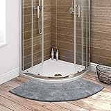 KKPW Duschvorleger Eckdusche, rutschfest Badteppich Eckdusche Aus Mikrofaser, Waschbar Badematte Halbrund, rutschfeste Unterseite, Anthrazit, 100x45 cm
