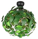 Reality Leuchten Deckenleuchte Leavy R60461015, Metall Schwarz matt, Blätter Kunststoff grün, exkl. 1x E27