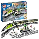 LEGO City Trains - Personen-Schnellzug -Ferngesteuertem Zug mit funktionierenden Scheinwerfern, 2 Waggons, 24 Gleisstücken & 6 Minifiguren – Geschenk für Jungen & Mädchen ab 7 Jahren - 60337