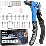 AKKTOL Nietenzange Set, Nietzange inkl 200 Nieten, Blindnietzange Professional, Popnietenzange Set für 4,8mm-2,4mm Blindnieten, effiziente Handnietzange, austauschbar ohne Werkzeug