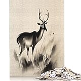 Quadratisches Puzzle, 1000 Teile, Gazelle Tinte, für Erwachsene, Holzpuzzle, Lernpuzzle, Familienspiel, 38 x 26 cm/1000 Teile