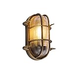 Qazqa - Industrie I Vintage I Außen Wand- und Außen Deckenleuchte I Deckenlampe I Lampe I Leuchte Gold I Messing I Messing oval IP44 - Noutica I Außenbeleuchtung - Aluminium Oval - LED geeignet E27