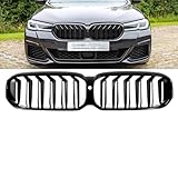 DM Autoteile Sport Doppelsteg Kühlergrill schwarz kompatibel für BMW 5er G30 G31 LCI Facelift mit Frontkamera