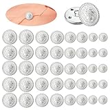 40 StüCk KnöPfe, 4 GrößEn Silbrig Vintage Metall Blazer KnöPfe Set für MäNtel Jacken Uniform Blazer (15/18/20/25 mm)