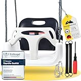 WOLKENGLÜCK® Babyschaukel 3 in 1 [6 Monaten bis 6+ Jahre] - Mitwachsende Kinderschaukel für Outdoor & Indoor - Hochwertige Schaukel inkl. Rückenlehne & Anschnallgurt (Grau)