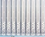 heimtexland Gardine Vorhang Jacquard Store mit Bleiband für schönen Fall weiß schönes Blumenmuster Allover mit Kräuselband/Universalschienenband HxB 160x600 cm für Fensterbreite 190-235 cm Typ43