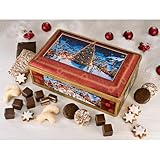 LEBKUCHEN WELT Winterzeit Geschenktruhe mit Lebkuchen ca. 750g Lebkuchentruhe Metalltruhe Gebäckmischung Geschenkbox Weihnachtsmischung Präsentdose
