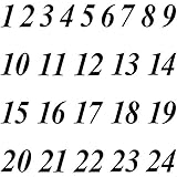 Zahlen von 1 bis 24 mit Ziffern Höhe 2cm Tattoo Aufkleber Deko zum Advent Kalender Besteln (Schwarz)