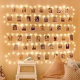 LED Fotoclips Lichterkette, WOWDSGN 12M 120LEDs Fotolichterkette mit 100 Klammern und 30 Nägel 8 Mode USB/Batterie betrieben Bilder Polaroid Lichterkette für Zimmer,Wand,Fenster,Weihnachten,Hochzeit