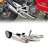 Auspuffteil Für Ducati Panigale V4 2018-2023 2019 2020 2021 2022 Edelstahl-Schalldämpfer Mit Verbindungsrohr Schalldämpferrohr Motorrad-Auspuffrohr Slip-On-Auspuff