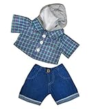 Skater Hoodie mit Denim Hose Teddybär Outfit (40,6 cm)