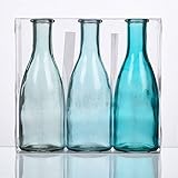 3er Pack Flaschenvasen Bottle H. 18,5cm D. 6,5cm blau türkis Glas Sandra Rich