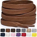 Miscly Schnürsenkel Flach - Gewachst Reißfest für Steifel und Lederschuhe – 100% Baumwolle - Ø 6mm (114 cm, Braun)