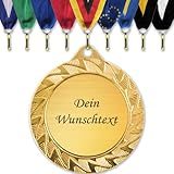 Pokal Center Westerheider Medaille mit Gravur, Größe 7 cm, Farbband wählbar, Personalisierbare Auszeichnung aus Metall, Farbe Gold, Ehrung, Turnier, Wettkampf, Geschenk (1)