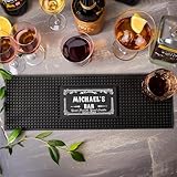 Personalisierte Bar-Matte, rutschfeste PVC-Gummi-Bar-Matte, individueller Bar-Name, Spritzschutz-Matte für Theken, Hausbar, Kaffeebar, Geschenke für Barkeeper, Liebhaber von Alkohol