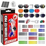 RED DRAGON Darts – 200-teiliges Dart-Zubehörpaket im Custom Fit – Enthält Dart-Flights, Schäfte, Trident 180, Flight Savers, Finger Grip Wax, Multitool und mehr – Professionelles Dart-Zubehör
