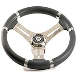 wellenshop Steuerrad Edelstahl Riviera Bootslenkrad mit Universalkonus Nabe Bootssteuerrad Grau Lenkrad Steuerrad Boot Schiff Schiffssteuerrad Yacht Motorboot