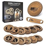 C&G BBQ Solutions, Korkuntersetzer mit kultigem USA-Symbol-Druck, 12 Stück Inklusive 17,8 cm Eiskübel und praktischem Flaschenöffner
