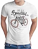 OM3® Retro Bicycle Fahrrad T-Shirt - Herren - mit Spruch Rad Bike Radsport Radfahrer - Weiß, XL