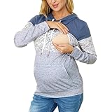 Umstandsmode Stillpullover & Umstandspullover Stilltop Stillpulli Winter Sweatshirt Hoodie Taschen für Schwangerschaft Kapuzenpullover Nursing Stillshirt Warm Sweatshirt Still Pullover mit (Blue, S)